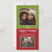 2 Foto - Green Red Minimal - Prettige feestdagen Feestdagenkaart (Voorkant)