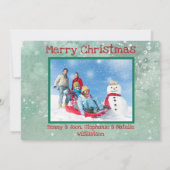 2 Foto Green Red Modern Floral Waterverf Foto Feestdagenkaart (Achterkant)