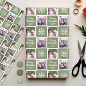2 Foto Greens - Merry Kerstsnowflakes Inpakpapier Vel