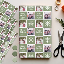 2 Foto Greens - Merry Kerstsnowflakes Inpakpapier Vel