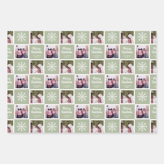 2 Foto Greens - Merry Kerstsnowflakes Inpakpapier Vel (Voorkant 3)