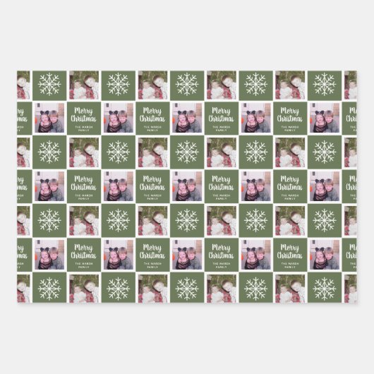 2 Foto Greens - Merry Kerstsnowflakes Inpakpapier Vel (Voorkant 2)