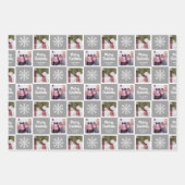 2 Foto grijze neutraals Merry kerstsnowflakes Inpakpapier Vel (Voorkant)