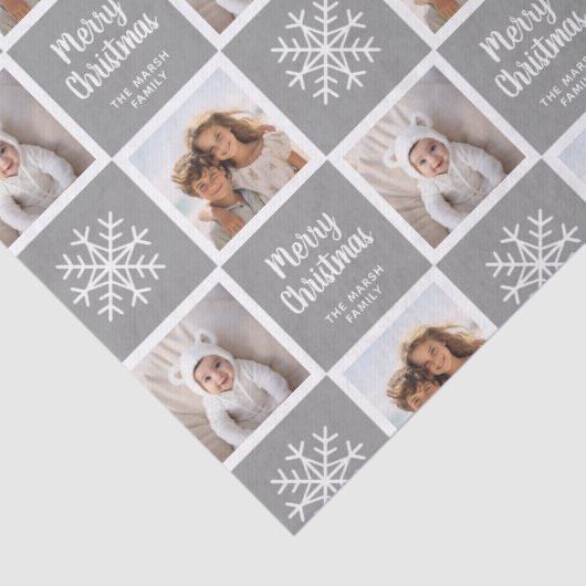 2 Foto grijze neutraals Merry kerstsnowflakes Tissuepapier (Detail)