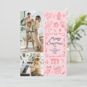 2 Foto grillige hand getekend Schattigee kerst Kaa Feestdagenkaart (Staand voorkant)