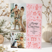 2 Foto grillige hand getekend Schattigee kerst Kaa Feestdagenkaart