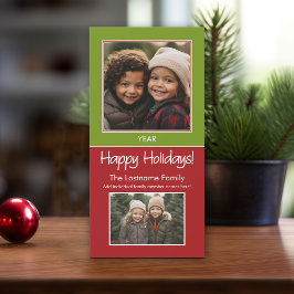 2 Foto - Groen Rood Minimaal - Prettig Kerstfeest Feestdagenkaart