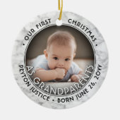 2 Foto grootouders Eerste Kerstkerst Faux Marble Keramisch Ornament (Voorkant)