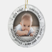 2 Foto grootouders Eerste Kerstkerst Faux Marble Keramisch Ornament (Links)
