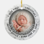 2 Foto grootouders Eerste Kerstkerst Faux Marble Keramisch Ornament (Achterkant)
