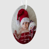 2-Foto Grootouders Eerste Kerstmis Witte Script Ornament (voorkant)