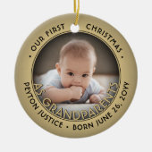 2 Foto grootouders Eerste Kerstmis Zwart & Goud Keramisch Ornament (Voorkant)