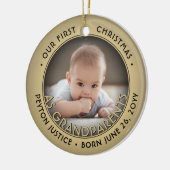 2 Foto grootouders Eerste Kerstmis Zwart & Goud Keramisch Ornament (Links)