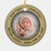 2 Foto grootouders Eerste Kerstmis Zwart & Goud Keramisch Ornament (Achterkant)