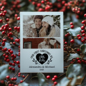 2 Foto Hart Eerste Kerst als Mr & Mrs. Feestdagenkaart