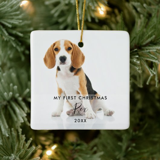 2 Foto Huisdier Hond Kat Mijn Eerste Kerstmis Keramisch Ornament (Boom)