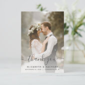 2-Foto Huwelijk Grijze Script Bedankkaart (Staand voorkant)
