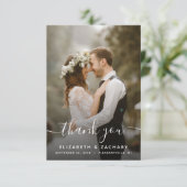 2-Foto Huwelijk Witte Script Bedankkaart (Staand voorkant)