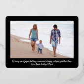 2 Foto Kerstbal Chic Zwart Modern Folie Feestdagenkaart (Achterkant)