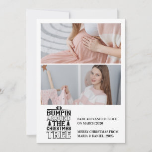 2 Foto Kerstboom Zwangerschapsaankondiging Feestdagenkaart