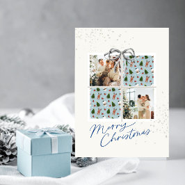 2-Foto Kerstcadeaukaart Rendier Eerste Zilveren Bo Kaart