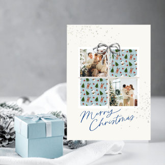 2-Foto Kerstcadeaukaart Rendier Eerste Zilveren Bo Kaart