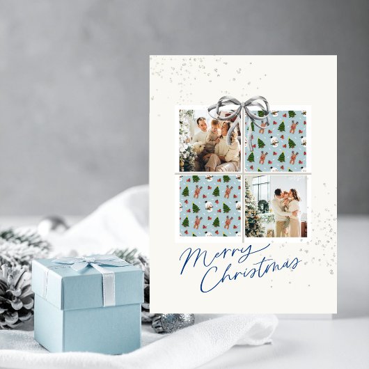 2-Foto Kerstcadeaukaart Rendier Eerste Zilveren Bo Kaart