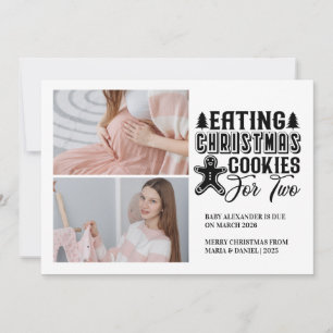 2 Foto Kerstkoekjes voor 2 Zwangerschap Feestdagenkaart