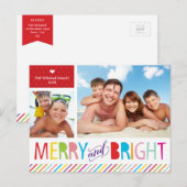 2 FOTO KERSTMIS BRIEFKAART modern vrolijk & helder (Voorkant / Achterkant)