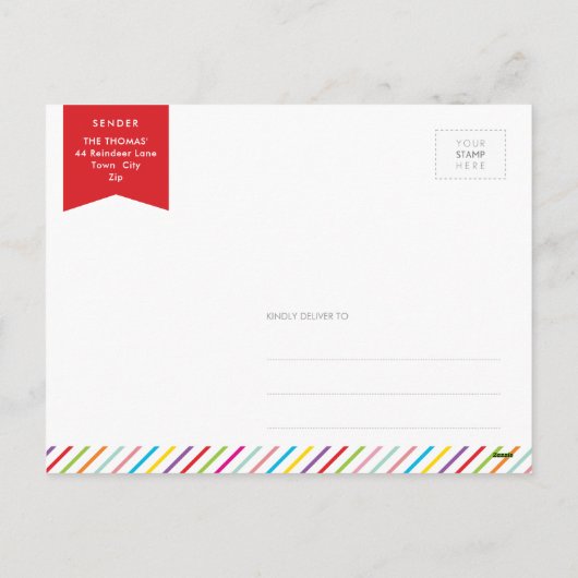 2 FOTO KERSTMIS BRIEFKAART modern vrolijk & helder (Achterkant)