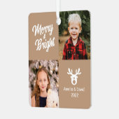 2 Foto Kinderen met witte keramische keramiek Metalen Ornament (Voorkant links)