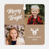 2 Foto Kinderen met witte keramische keramiek Metalen Ornament (Achterkant)