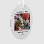 2 Foto Kitten's eerste Meowy Kerstmis Elk tekstpak Ornament (voorkant)