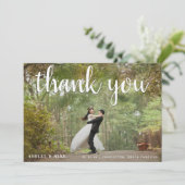 2 foto kleur + zwart & wit bruiloft dank u bedankkaart (Staand voorkant)