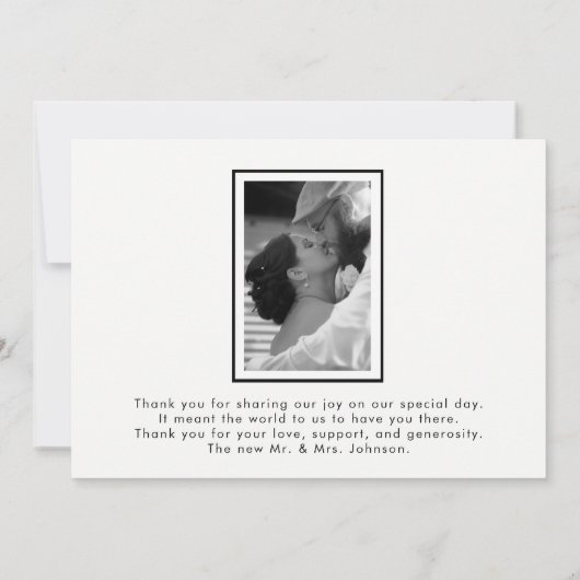 2 foto kleur + zwart & wit bruiloft dank u bedankkaart (Achterkant)