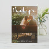 2 Foto Kleur + Zwart & Wit Trouw Dank Je Bedankkaart (Staand voorkant)