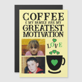 2 foto Koffie en familie groene magnetische kaart Magnetische Uitnodiging (Voorkant / Achterkant)