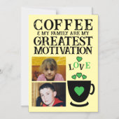 2 foto Koffie en familie groene magnetische kaart Magnetische Uitnodiging (Voorkant)