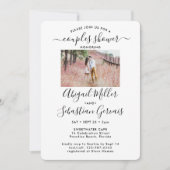 2 Foto Koppels Bruiloft Borrel Chic Modern Script Kaart (Voorkant)