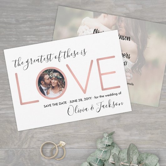 2 Foto Korintiërs Liefde Trouwen Bewaar de Datum Save The Date