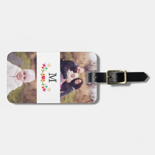 2 Foto | Land Floral Monogram Bagagelabel (Voorkant horizontaal)