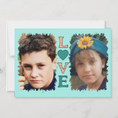 2 foto Liefde groene perzik magnetische kaart Uitnodiging (Voorkant)