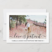 2 Foto Liefde is Geduldig Huwelijk Uitgesteld Save The Date (Voorkant)