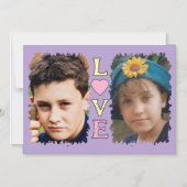 2 foto Love geel roze magnetische kaart Magnetische Uitnodiging (Voorkant)