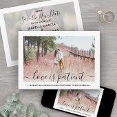 2 Foto Love is Patient Wedding Postponement Save The Date