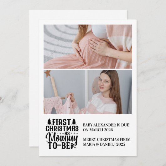 2 Foto Mama wordt kerstzwangerschap Feestdagenkaart (Voorkant / Achterkant)