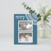 2 Foto - Merry kerstStippen - Soft Blue Feestdagenkaart (Staand voorkant)