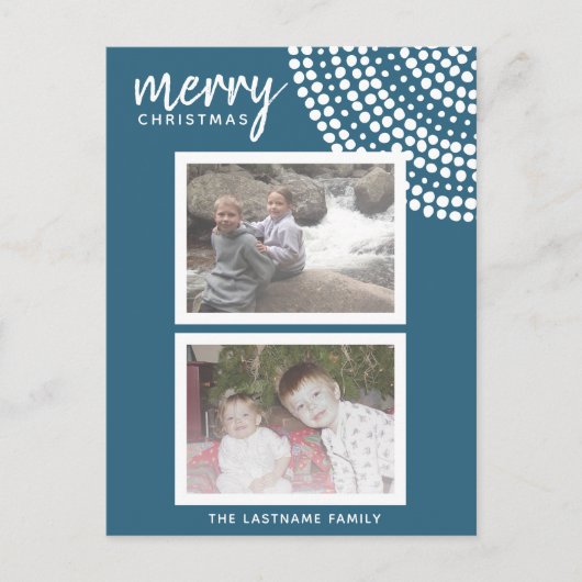 2 Foto - Merry kerstStippen - Soft Blue Feestdagenkaart (Voorkant)