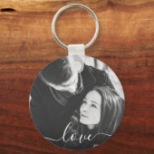 2 Foto met dubbelzijdige ronde Sjabloon Love Metal Sleutelhanger (Achterkant)