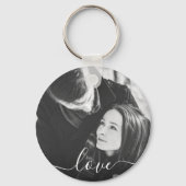 2 Foto met dubbelzijdige ronde Sjabloon Love Metal Sleutelhanger (Achterkant)